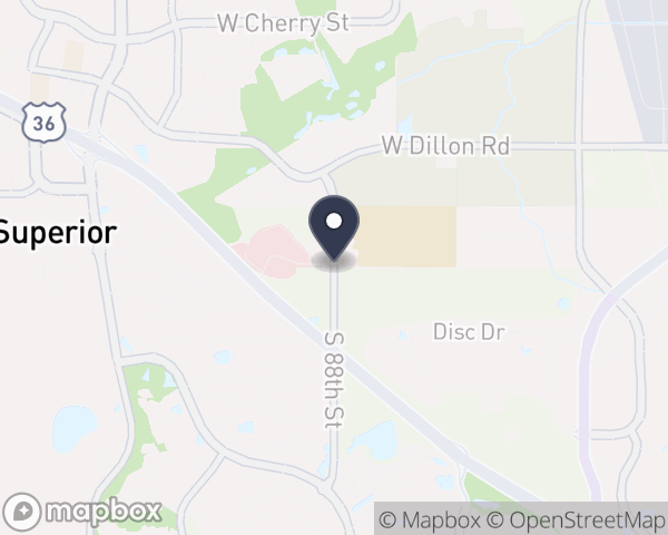 Map location of Centennial Peaks Hospital